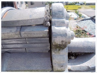玉野市 雨漏り修理 鬼首漆喰欠落