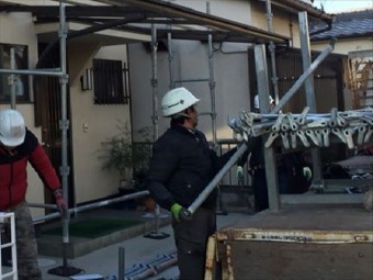 岡山市北区 養生足場解体