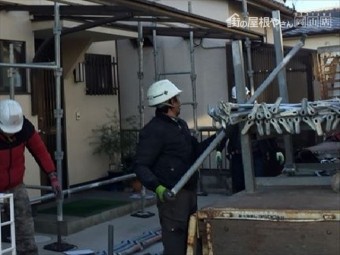 岡山市北区 養生足場解体