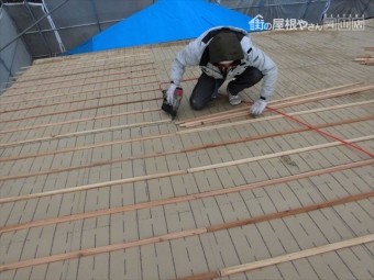 備前市 瓦屋根葺き替え工事 瓦桟打ち