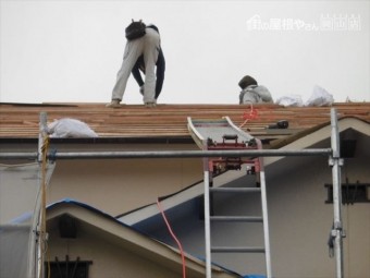 備前市 瓦屋根葺き替え工事 瓦の割り付け