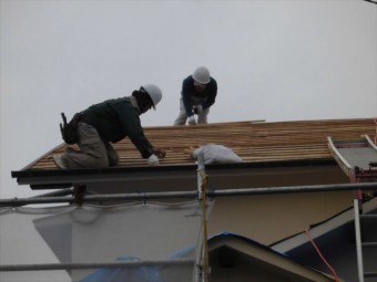 備前市 瓦屋根葺き替え工事 瓦の割り付け