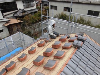備前市 屋根瓦葺き替え 棟工事