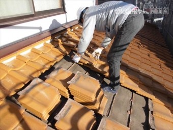 岡山市南区 1階瓦撤去