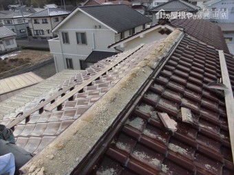 津山市 大崎瓦 棟解体全体