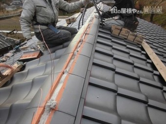 岡山市中区 棟工事熨斗施工