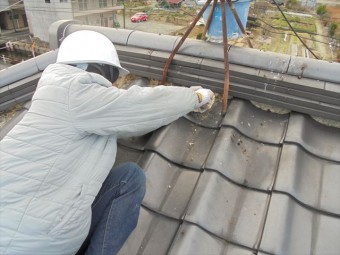 岡山市南区 漆喰入れ替えの工事 工事前