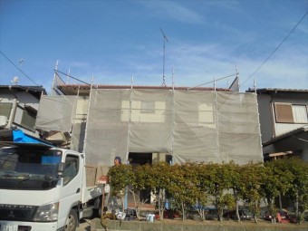 岡山市南区 足場設置