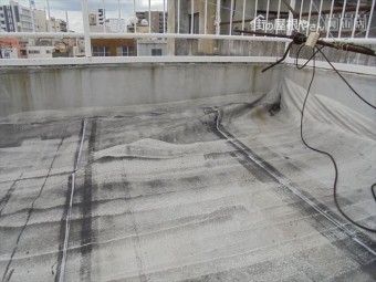 岡山市北区 屋上のシート防水です