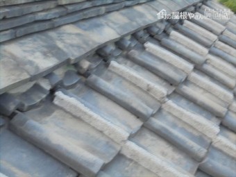 岡山市中区で屋根雨漏り修理 平瓦のズレが激しいです