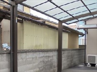 岡山市南区 雨漏り修理 ポリカ張り替え