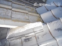 岡山市北区で台風の影響で雨漏り 屋根に上がり雨漏りの原因を調べます。