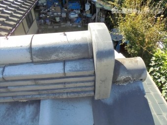 岡山県和気町で屋根修理 鬼首漆喰欠落