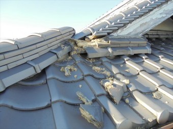 岡山市北区で瓦修理無料点検依頼 瓦ズレ落ちてます