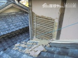 岡山北区 雨漏り点検 モルタル壁脱落