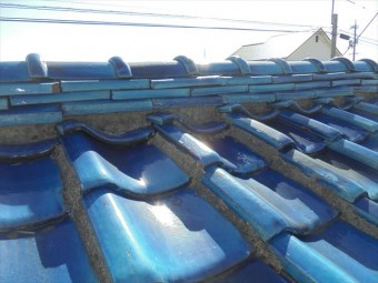 岡山市南区 屋根補修工事 瓦から雨水が