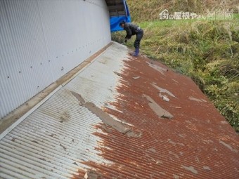 岡山県美咲町 屋根リフォーム 波トタン