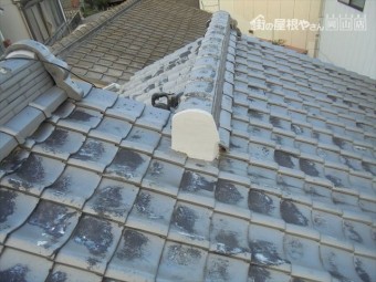 岡山市北区で台風 雨漏り修理 棟の漆喰の修理完了
