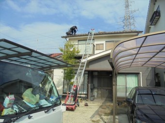 岡山市北区 瓦葺き替え 太陽光システム取り外し
