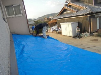 倉敷市 屋根リフォーム ブルーシート張り