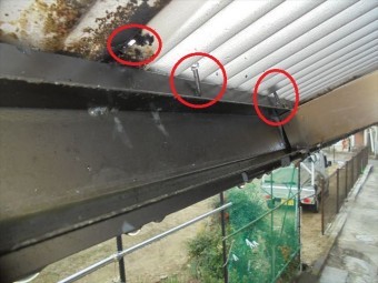 岡山市中区 屋根工事 雨漏り修理 テラスの屋根から雨漏り