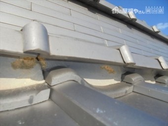 倉敷市 屋根瓦漆喰入れ替え工事 点検の模様