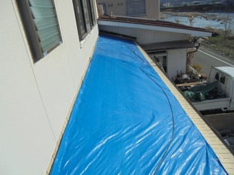 新見市 1階瓦撤去ブルーシート