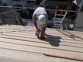 岡山市南区 屋根工事 屋根リフォーム 瓦桟木うち工事