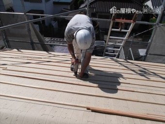 岡山市南区 屋根工事 屋根リフォーム 瓦桟木うち工事