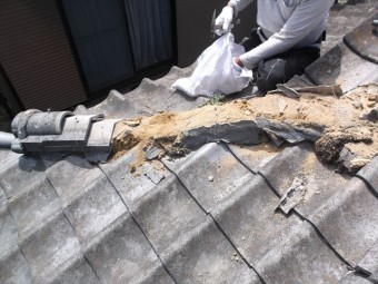 赤磐市 屋根工事 雨漏り修理 隅棟積み直し