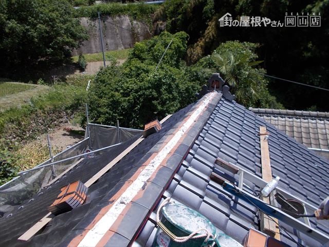 岡山県久米南町 屋根工事 屋根リフォーム 本棟工事開始
