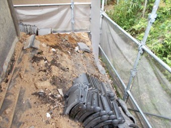 岡山県久米南町 屋根工事 屋根リフォーム 1階瓦撤去