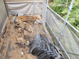 岡山県久米南町 屋根工事 屋根リフォーム 1階瓦撤去