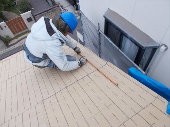 岡山市北区 屋根工事 瓦割り付け