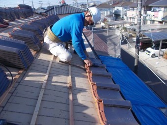 岡山市北区 屋根工事 平瓦施工