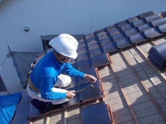 岡山市北区 屋根工事 平瓦施工