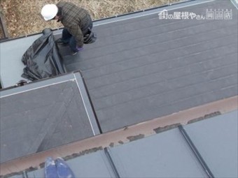 岡山市中区 カバー工法下葺き材施工