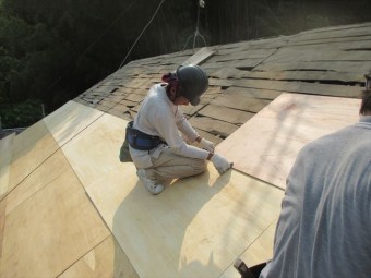 岡山県久米南町 屋根工事 雨漏り修理 5.5のべニア張り