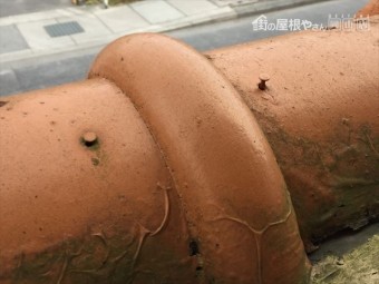 岡山市北区 屋根工事 丸瓦の釘