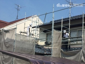 岡山市南区 屋根工事 屋根リフォーム 2階の足場撤去