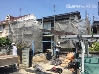 岡山市南区 屋根工事 屋根リフォーム 2階の足場撤去