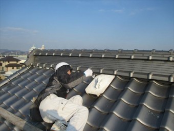 倉敷市 屋根瓦修理 漆喰入れ替えの工事