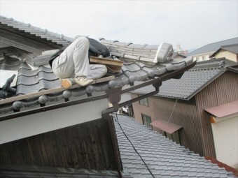 倉敷市 屋根瓦漆喰入れ替え工事 工事の模様