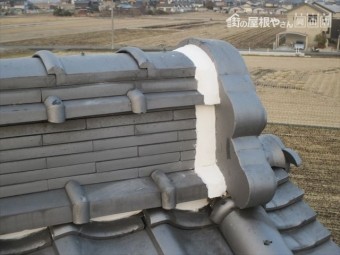 倉敷市 屋根瓦漆喰入れ替え工事 完成した漆喰