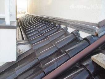 倉敷市 1階の屋根修理棟の漆喰入れ直し