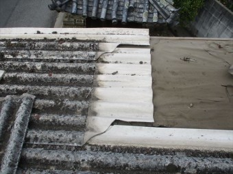 倉敷市 雨漏り修理 スレート取り外し