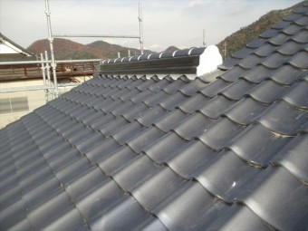 備前市 屋根瓦葺き替え 棟工事