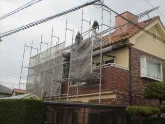 岡山市南区 屋根工事 棟積み直し工事 足場解体