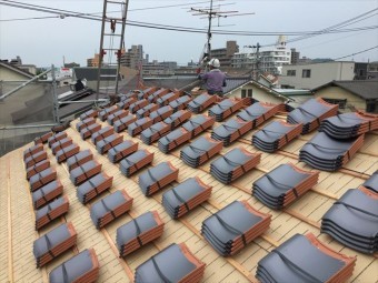 岡山市北区 屋根工事 屋根リフォーム 地瓦配り方