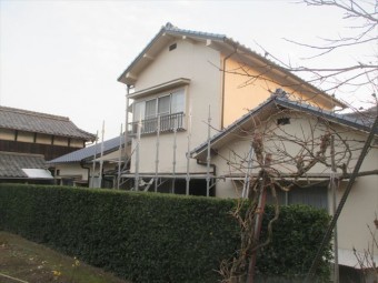 備前市 養生足場の解体中です